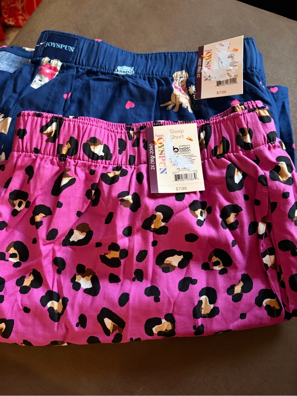 Joyspun Pink Leopard Sleep Shorts (2-Pack)
